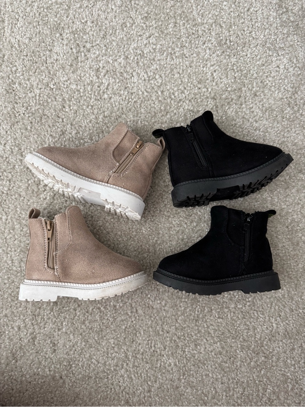 Girls Toddler Faux Suede Chelsea Ankle Boots Size 6 Black Tan 2 Pair Bundle